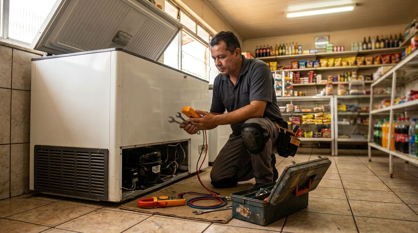 Técnico de conserto de freezer em residência em Niterói‑RJ